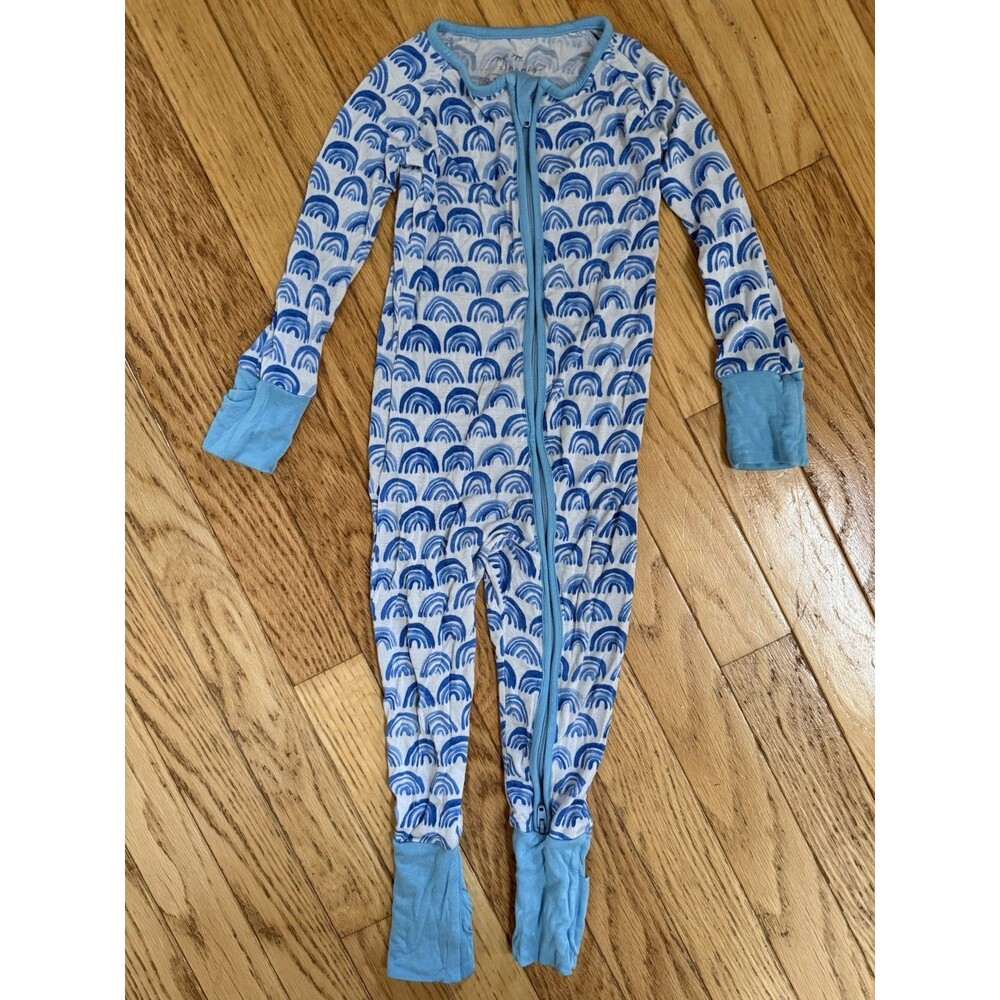 Little Sleepies Zippy Pajamas 12-18 Months Blue Rainbows
